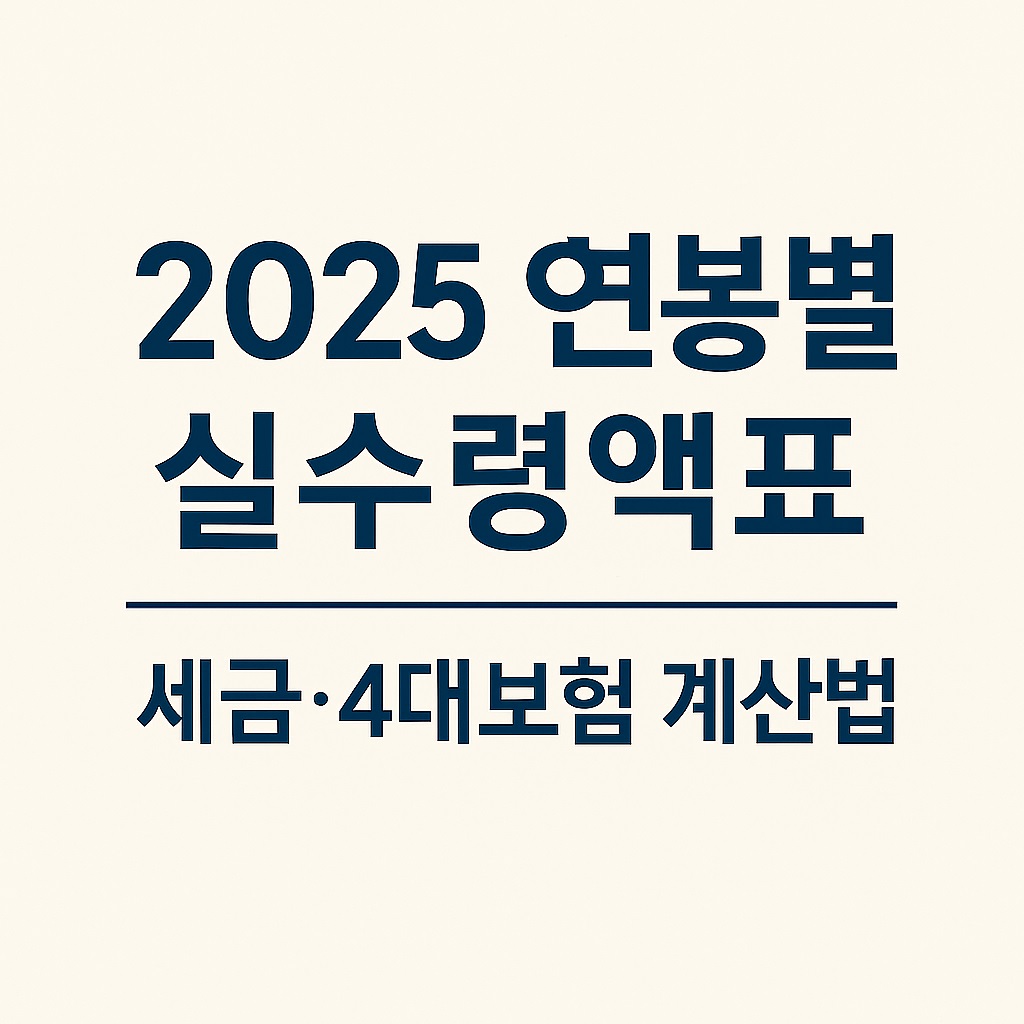 2025 연봉별 실수령액표｜세금·4대보험 공제 후 월급 계산기